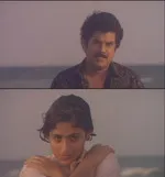 annie memes, memes, plain memes, annie plain meme, malayalam memes - Omanakkuttan and Parvathi looking at each other