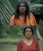 pradeshika varthakal memes, memes, plain memes, pradeshika varthakal movie meme, pradeshika varthakal movie plain meme, pradeshika varthakal movie malayalam memes - Velichappadu and Naniamma looking at each other