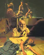 kalamkaval memes, memes, plain memes, kalamkaval movie meme, kalamkaval movie plain meme, kalamkaval movie malayalam memes - Stanley giving poison mixed food to beggar