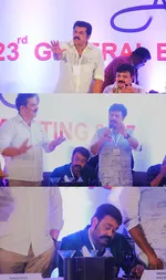 amma meeting memes, memes, plain memes, amma meeting movie meme, amma meeting movie plain meme, amma meeting movie malayalam memes - Mukesh, Ganesh, Devan and Mohanlal in AMMA meeting
